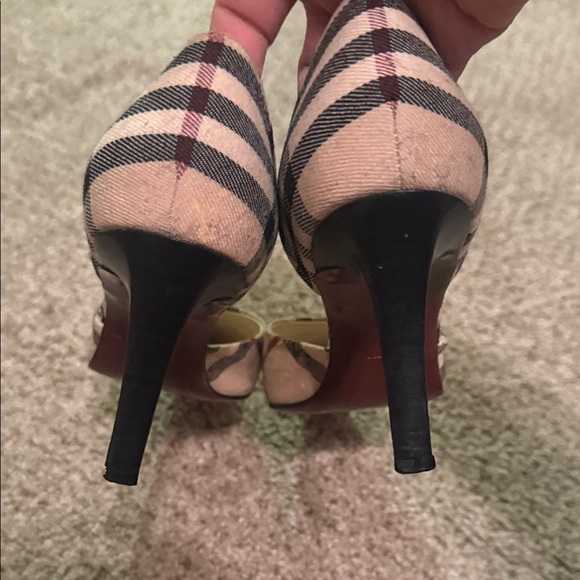 Burberry Beige and Black Plaid kitten Heels - Picture 10 of 13